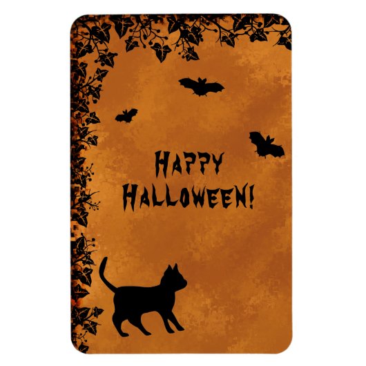 Zwarte kat met biet, Happy Halloween Magneet (Verticaal)