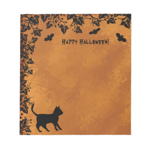 Zwarte kat met biet, Happy Halloween Notitieblok