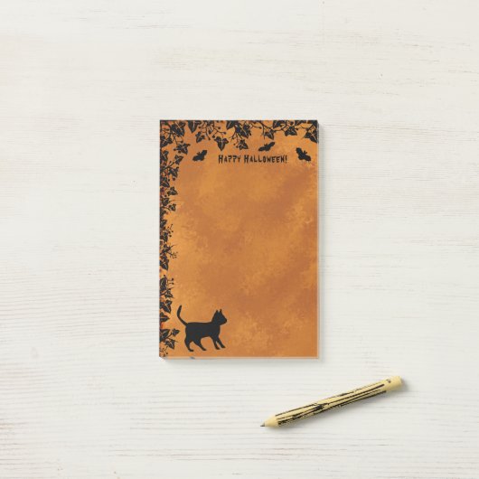 Zwarte kat met biet, Happy Halloween Post-it® Notes (Op bureau)