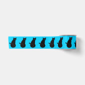 Zwarte Kat met blauw oogstlint - Aangepaste kleure Satijnen Lint (Voorkant)