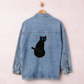 Zwarte kat met blauwe ogen denim jas denim jacket (Hangar)