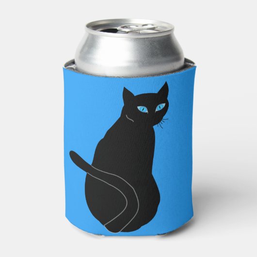 Zwarte kat met blauwe ogen Koelbox Blikjeskoeler (Blikje Voorkant)