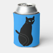 Zwarte kat met blauwe ogen Koelbox Blikjeskoeler (Blikje Achterkant)