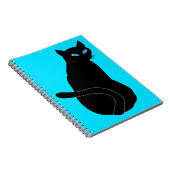 Zwarte kat met blauwe ogen notitieboek (Rechterzijde)