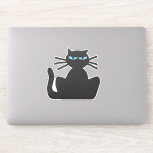 Zwarte kat met blauwe ogen sticker