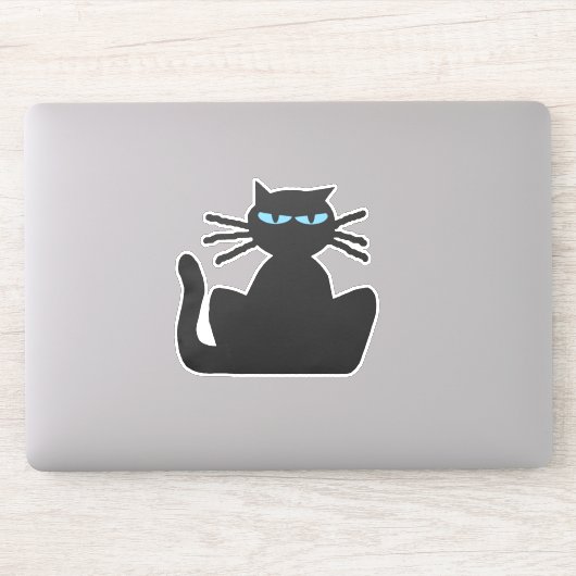 Zwarte kat met blauwe ogen sticker (Computer)