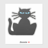 Zwarte kat met blauwe ogen sticker (Vel)