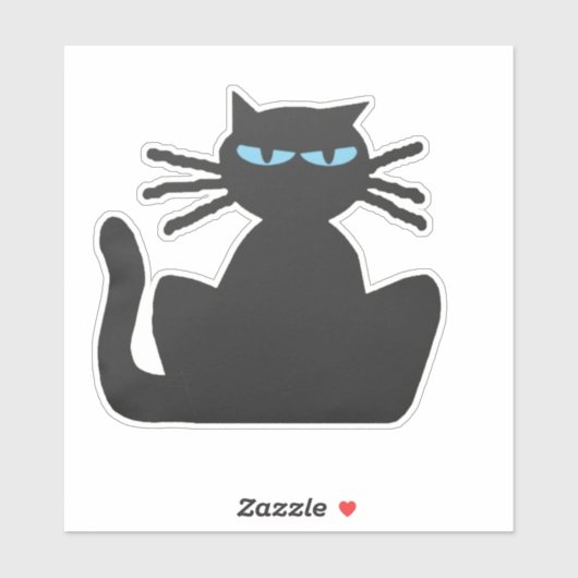 Zwarte kat met blauwe ogen sticker (Vel)