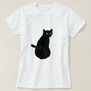 Zwarte Kat met blauwe ogen T-Shirt Pets