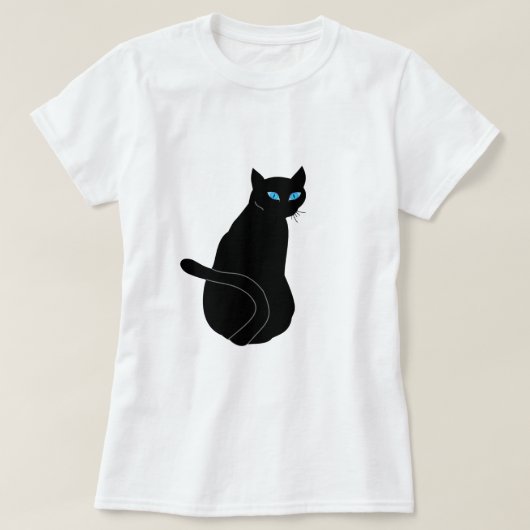 Zwarte Kat met blauwe ogen T-Shirt Pets (Design voorkant)