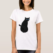 Zwarte Kat met blauwe ogen T-Shirt Pets (Voorkant)