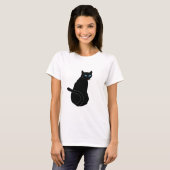 Zwarte Kat met blauwe ogen T-Shirt Pets (Voorkant volledig)