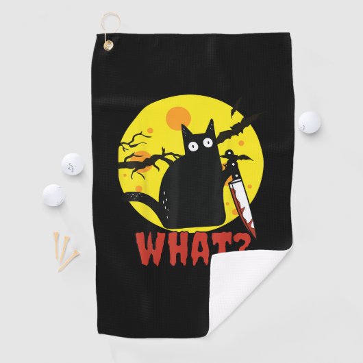 Zwarte kat met bloederig mes Gezegde What_ Funny M Golfhanddoek (Insitu)