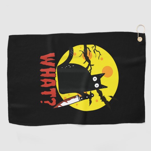 Zwarte kat met bloederig mes Gezegde What_ Funny M Golfhanddoek (Horizontaal)
