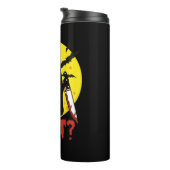 Zwarte kat met bloederig mes Gezegde What_ Funny M Thermosbeker (Geroteerd rechts)