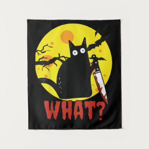 Zwarte kat met bloederig mes Gezegde What_ Funny M Wandkleed