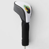 zwarte kat met bloem golfheadcover (Schuin)