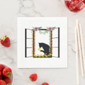 zwarte kat met bloem servet (Insitu)