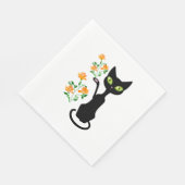 zwarte kat met bloem servet (Hoek)