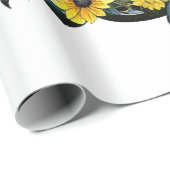 zwarte kat met bloemen cadeaupapier (Rol Hoek)