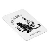 Zwarte kat met bloemen en Portugese expressie Magneet (Rechterzijde)