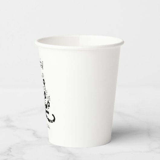 Zwarte kat met bloemen en Portugese expressie Papieren Bekers (Links)