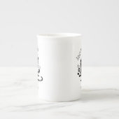 Zwarte kat met bloemen en Portugese expressie Porselein Kop (Voorkant)