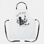 Zwarte kat met bloemen en Portugese expressie Schort (Voorkant)