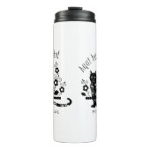 Zwarte kat met bloemen en Portugese expressie Thermosbeker (Voorkant)