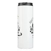 Zwarte kat met bloemen en Portugese expressie Thermosbeker (Achterkant)