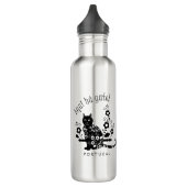 Zwarte kat met bloemen en Portugese expressie Waterfles (Links)