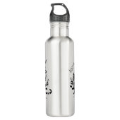 Zwarte kat met bloemen en Portugese expressie Waterfles (Achterkant)