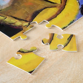 Zwarte kat met bloemen legpuzzel (Zijkant)