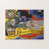 Zwarte kat met bloemen legpuzzel (Horizontaal)