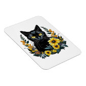 zwarte kat met bloemen magneet (Rechterzijde)