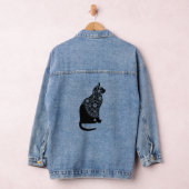 Zwarte kat met bloemensluier | Elegant gotisch Kat Denim Jacket (Hangar)