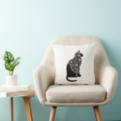 Zwarte kat met bloemensluier | Elegant gotisch Kat Kussen (Stoel)