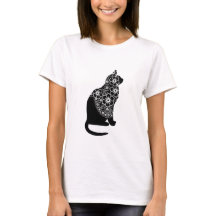 Zwarte kat met bloemensluier | Elegant gotisch Kat