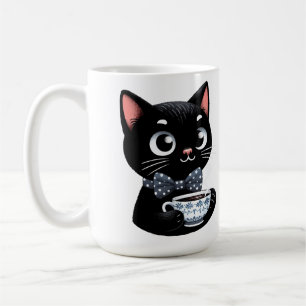 Zwarte kat met boog Stropdas Koffiemok