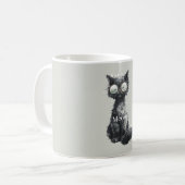 Zwarte Kat met Bril Koffiemok (Voorkant links)