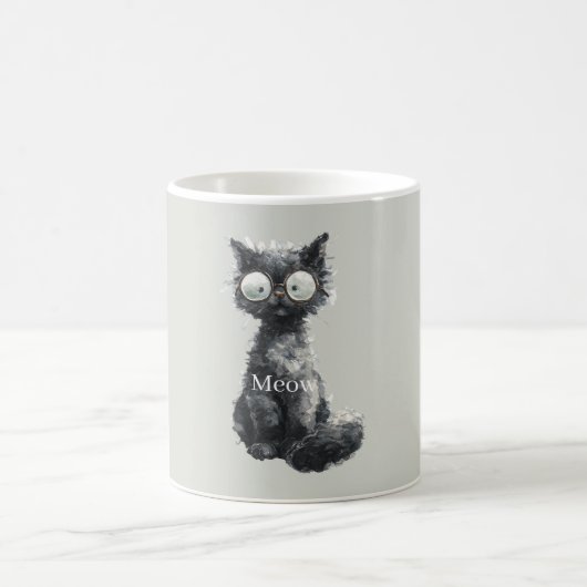Zwarte Kat met Bril Koffiemok (Center)