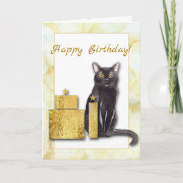Zwarte Kat met Cadeaus verjaardagskaart van de kat Kaart