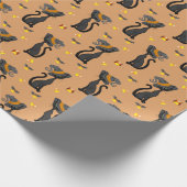 Zwarte kat met Candy Corn Halloween Pattern Cadeaupapier (Hoek)