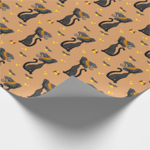 Zwarte kat met Candy Corn Halloween Pattern Cadeaupapier