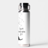 Zwarte Kat met Dandelion en Citaat Waterfles (Achterkant)