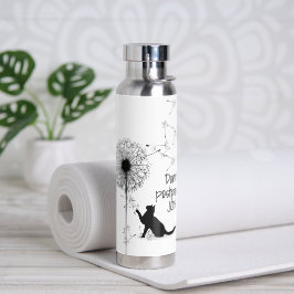 Zwarte Kat met Dandelion en Citaat Waterfles