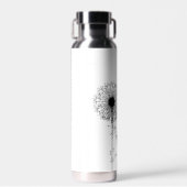 Zwarte Kat met Dandelion en Citaat Waterfles (Voorkant)