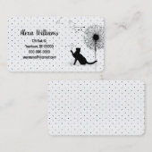 Zwarte kat met Dandelion op Stippen met pincode Visitekaartje (Voorkant / Achterkant)