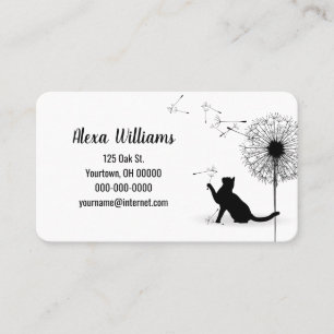 Zwarte kat met Dandelion Seeds Visitekaartje