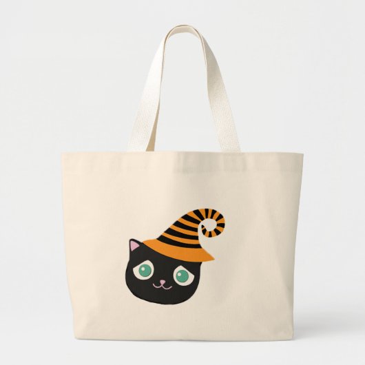 Zwarte kat met droevige ogen en grillig Pet Grote Tote Bag (Voorkant)